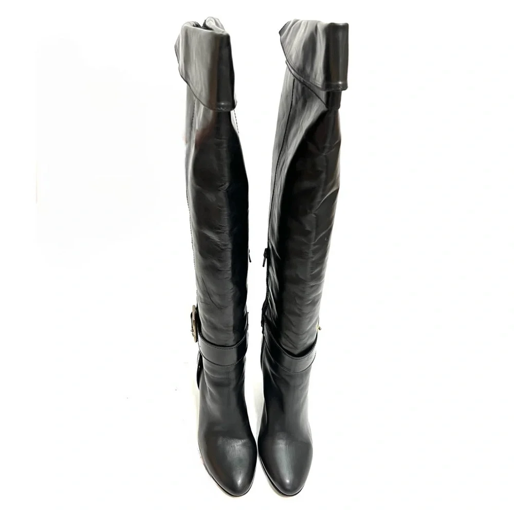 COACH | Vintage 1990s black leather over the knee heeled fashion boots